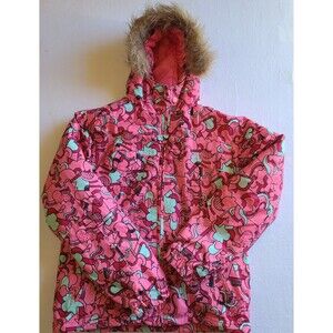 Polar Edge Girl's Snowboard Ski Jacket Fur Hooded Full Zip XL 14/16 Hot Pink